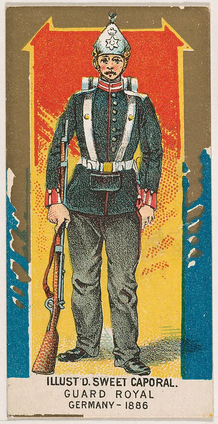 Royal Guard, Germany, 1886, from the Military Series (N224) issued by Kinney Tobacco Company to promote Sweet Caporal Cigarettes — Kinney Brothers Tobacco Company