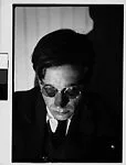 [Walker Evans with Head Lowered in Front of Shadow Silhouette, Darien, Connecticut]