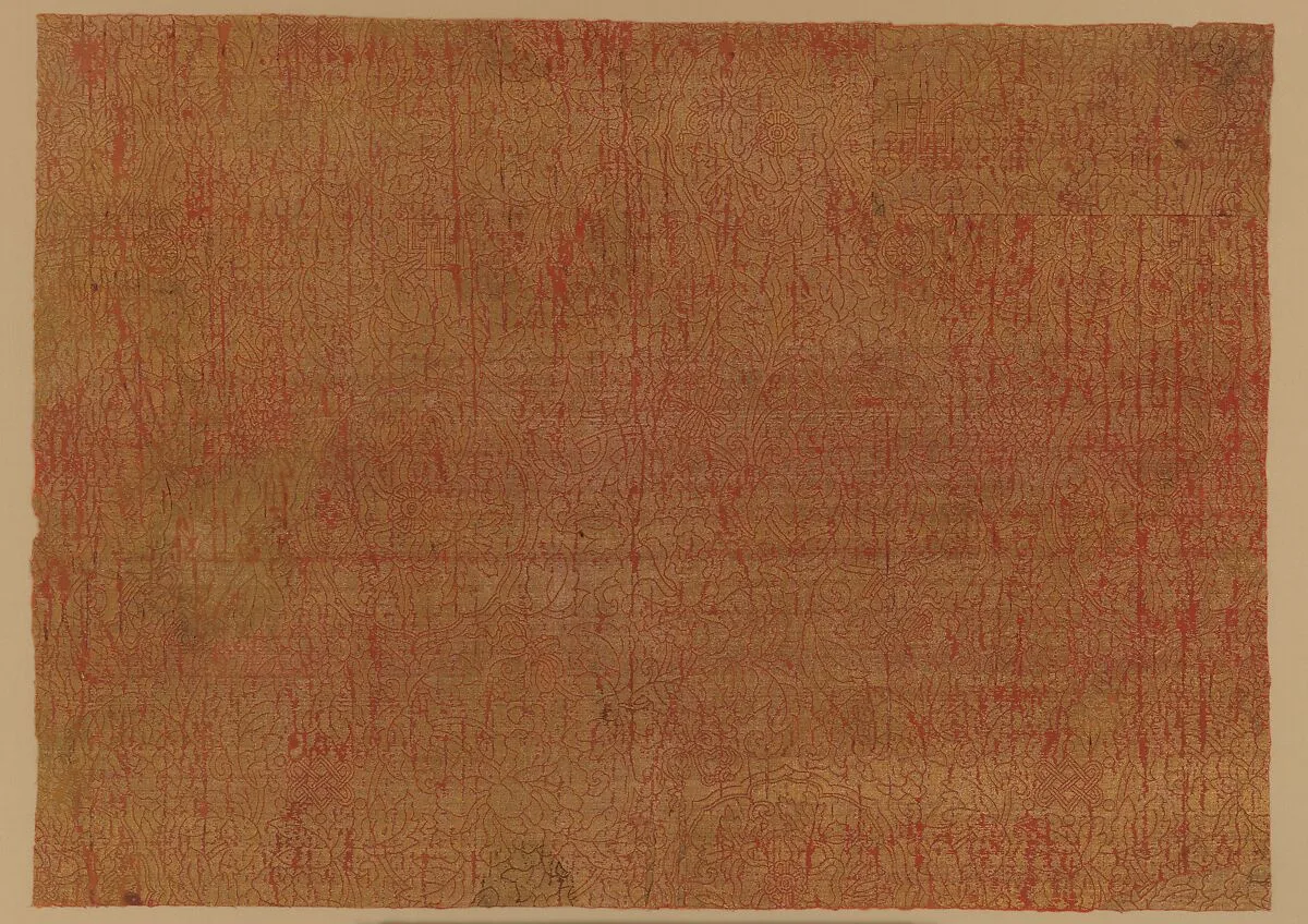 元 紅地團花“納石失”織金錦|"Cloth of Gold" with Medallions — Unknown