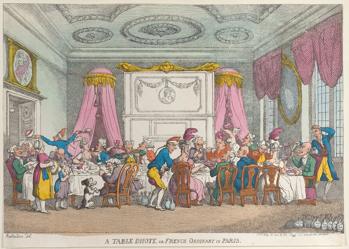 A Table D'Hote or French Ordinary in Paris — Thomas Tegg|Thomas Rowlandson