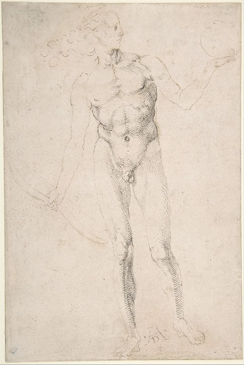 Standing Male Nude Holding a Bow ("Poynter Apollo") — Albrecht Dürer