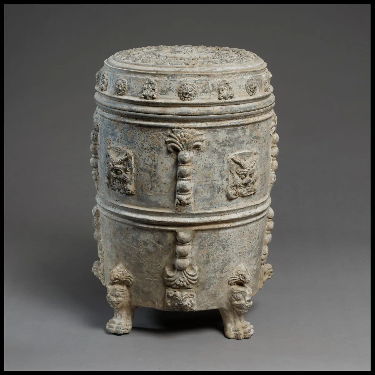 北齊 带蓋陶罐|Covered footed vessel — Unknown