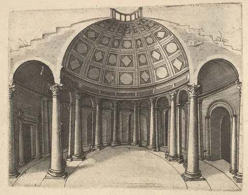 Cross-Section of Round Temple [Pinaculu Termar], from the series 'Ruinarum variarum fabricarum delineationes pictoribus caeterisque id genus artificibus multum utiles'