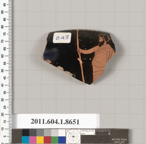 Terracotta rim fragment of a stemless? kylix (drinking cup)