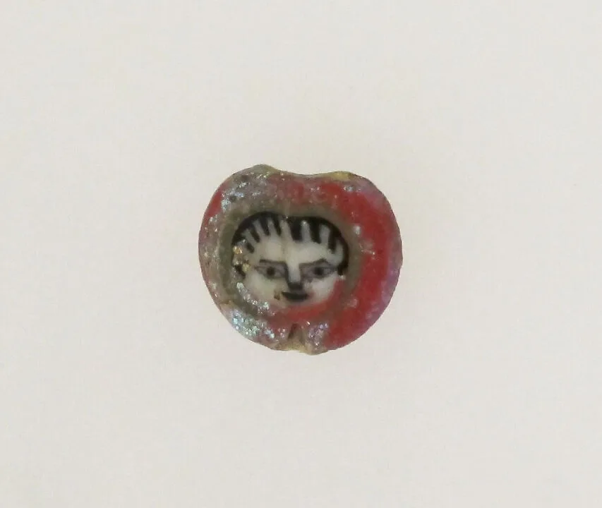 Glass mosaic face bead — Unknown