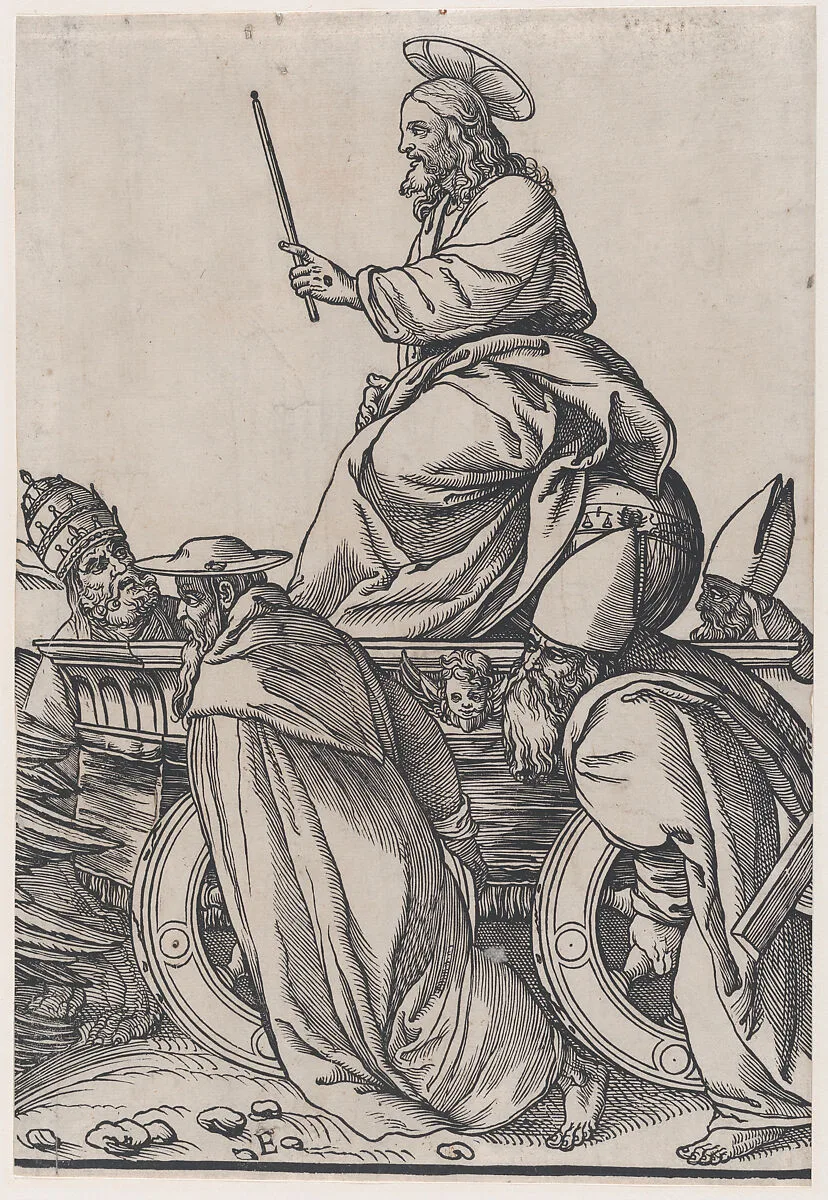 Section E: Christ Riding on a Triumphal Cart, from "The Triumph of Christ" — Andrea Andreani|Titian (Tiziano Vecellio)|Callisto Ferranti