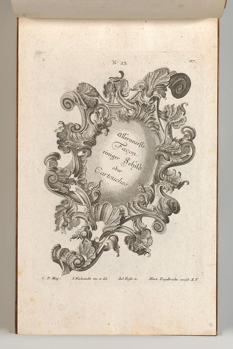 Design for a Cartouche, Plate 1 from 'Allerneueste Façon einiger Schild oder Cartouches' — Jeremias Wachsmuth|Martin Engelbrecht|Andreas Hofer
