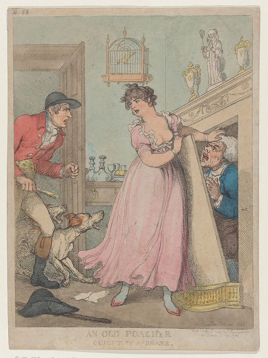 An Old Poacher Caught in a Snare — Thomas Rowlandson