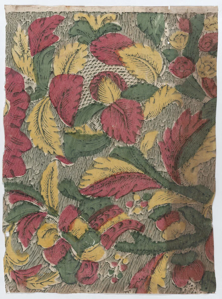 Sheet with overall leaf pattern — Remondini Family|Anonymous