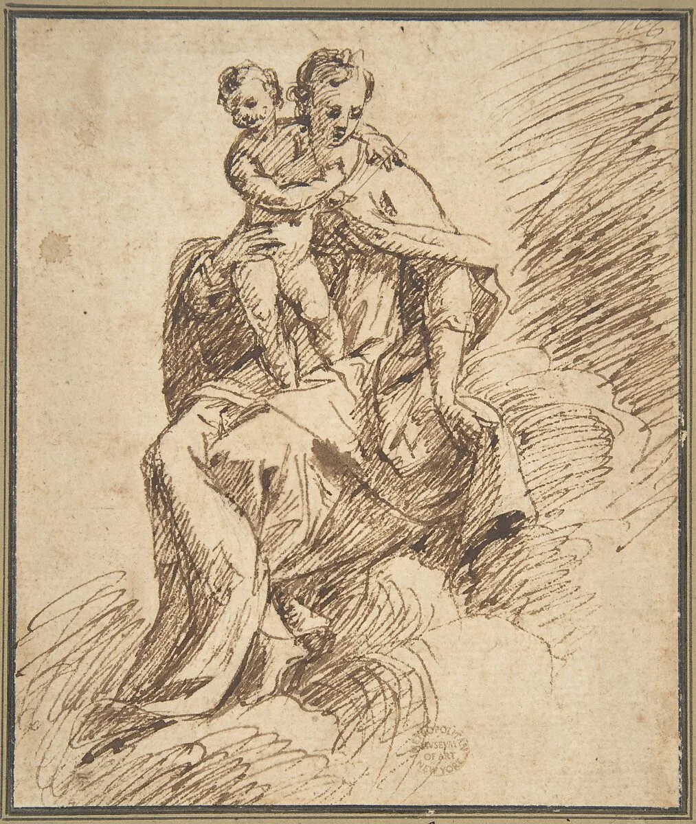 Madonna and Child on Clouds — Anonymous, Italian, 16th century