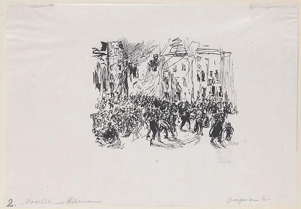 Outbreak of the Fire at the Fair (Ausbruch Der Feuersbrunst Auf Dem Jahrmarkt), from Novelle — Oskar Bangemann|Max Liebermann|Johann Wolfgang von Goethe|Bruno Cassirer