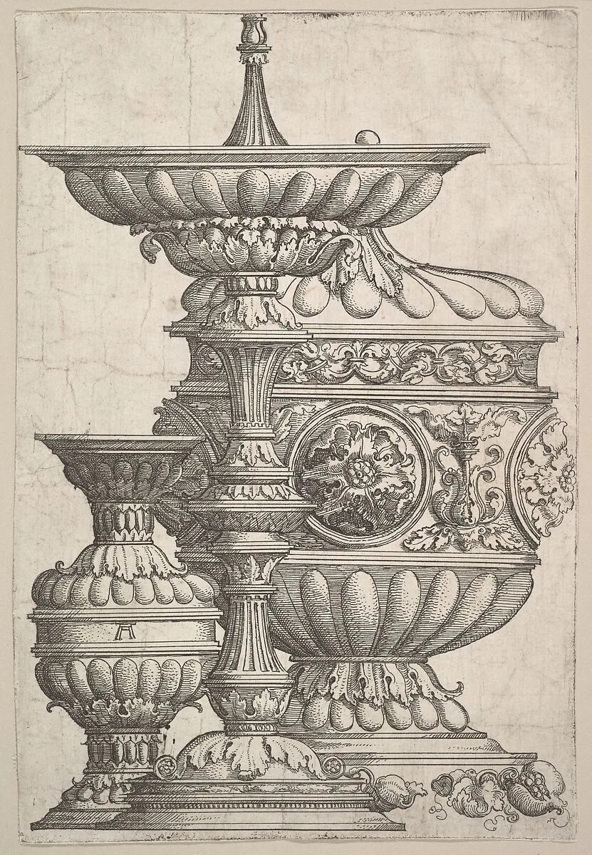 Three Elegant Vessels on a White Background — Albrecht Altdorfer