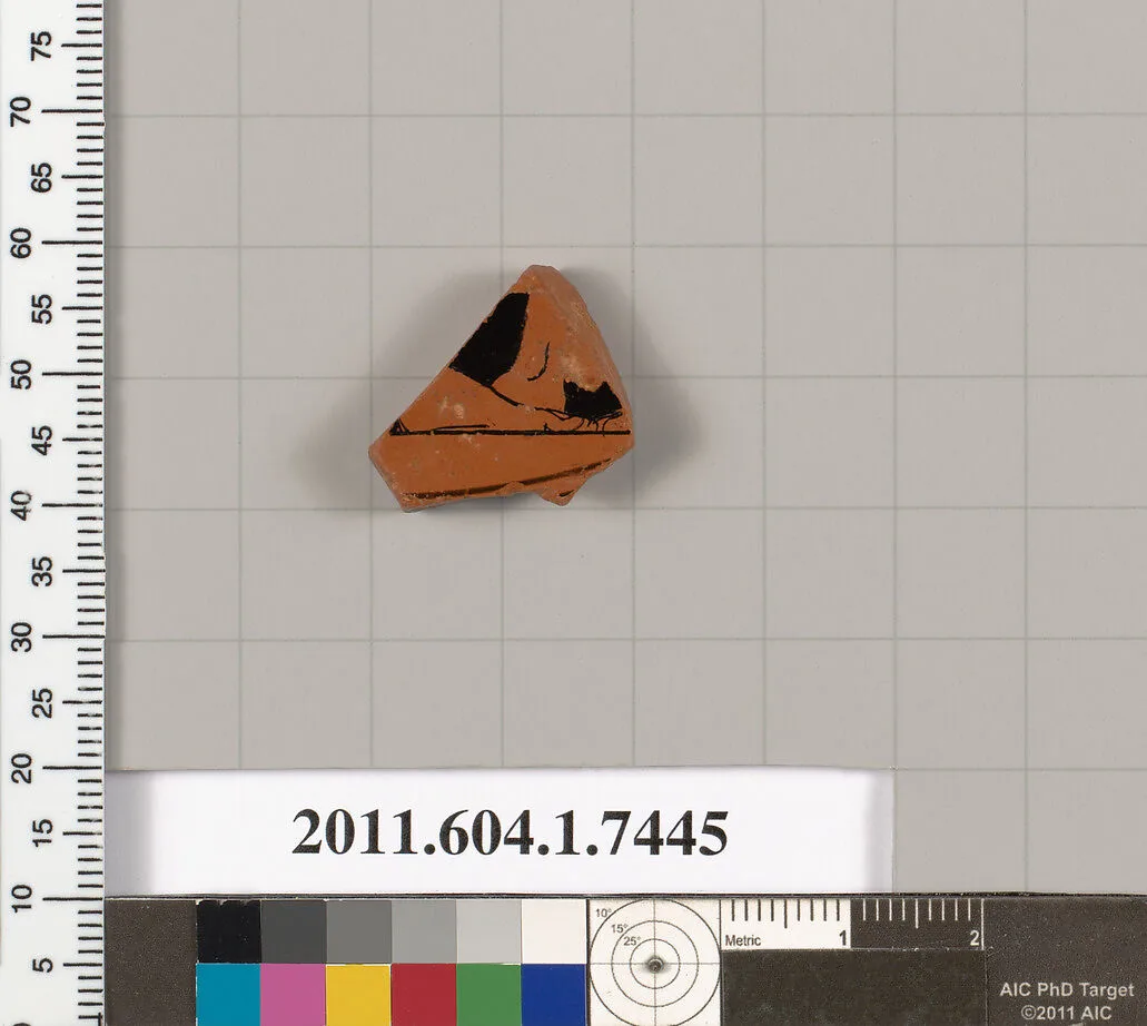 Terracotta fragment of a kylix (drinking cup) — Painter of Acropolis 356
