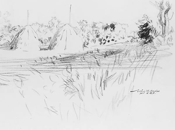 Haystacks in Amagansett, Long Island — Arthur B. Davies
