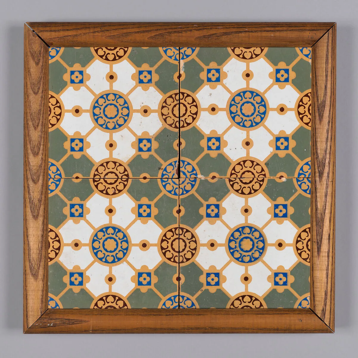 Panel of four tiles, framed — Campbell Brick & Tile Co.|Christopher Dresser