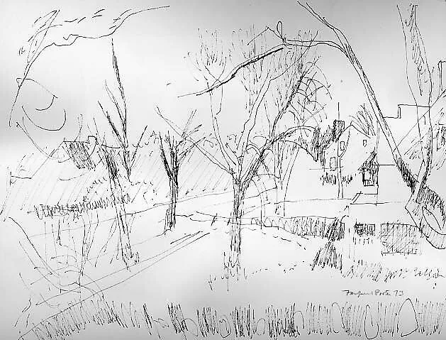 Sketch for "Sunrise on South Main Street" — Fairfield Porter