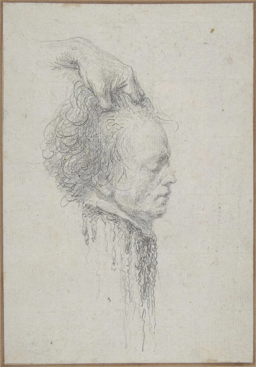 Severed head, said to be that of Maximilien-François-Marie-Isidore de Robespierre (1758-1794), guillotined July 28, 1794 (10 Thermidor, An II) — Maximilien-François-Marie-Isidore de Robespierre|baron Dominique Vivant Denon