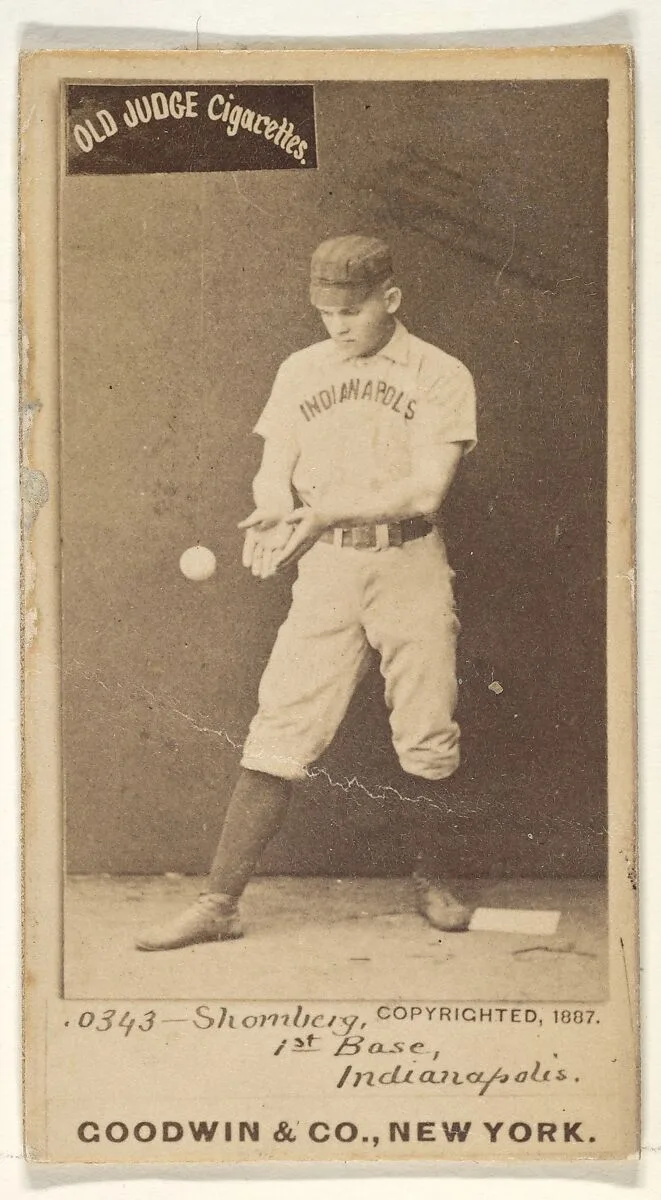 Shomberg, 1st Base, Indianapolis, from the Old Judge series (N172) for Old Judge Cigarettes — Goodwin & Company