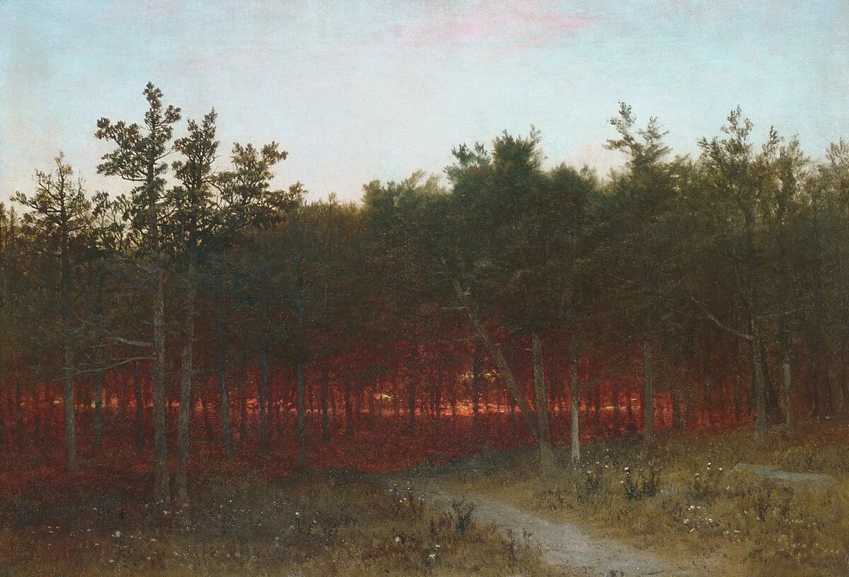 Twilight in the Cedars at Darien, Connecticut — John Frederick Kensett