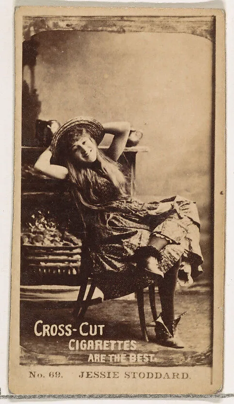 Card Number 69, Jessie Stoddard, from the Actors and Actresses series (N145-2) issued by Duke Sons & Co. to promote Cross Cut Cigarettes — W. Duke, Sons & Co.