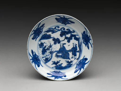 明萬曆    景德鎮窯青花愛蓮圖盤|Dish with scholar by a lotus pond