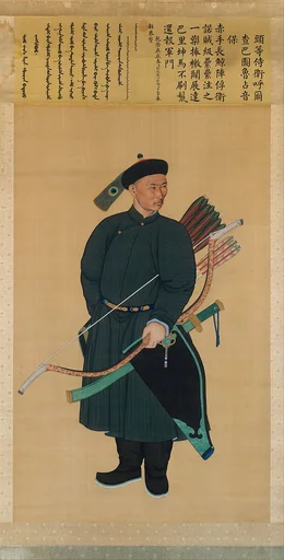 清 佚名 乾隆頭等侍衛占音保像 軸|Portrait of the Imperial Bodyguard Zhanyinbao