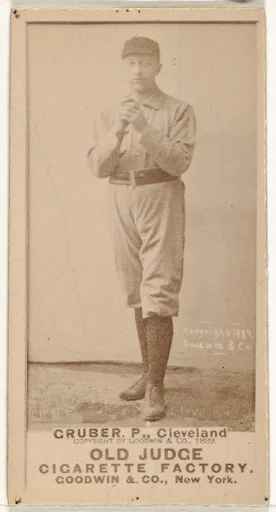 Henry Gruber, Pitcher, Cleveland, from the Old Judge series (N172) for Old Judge Cigarettes