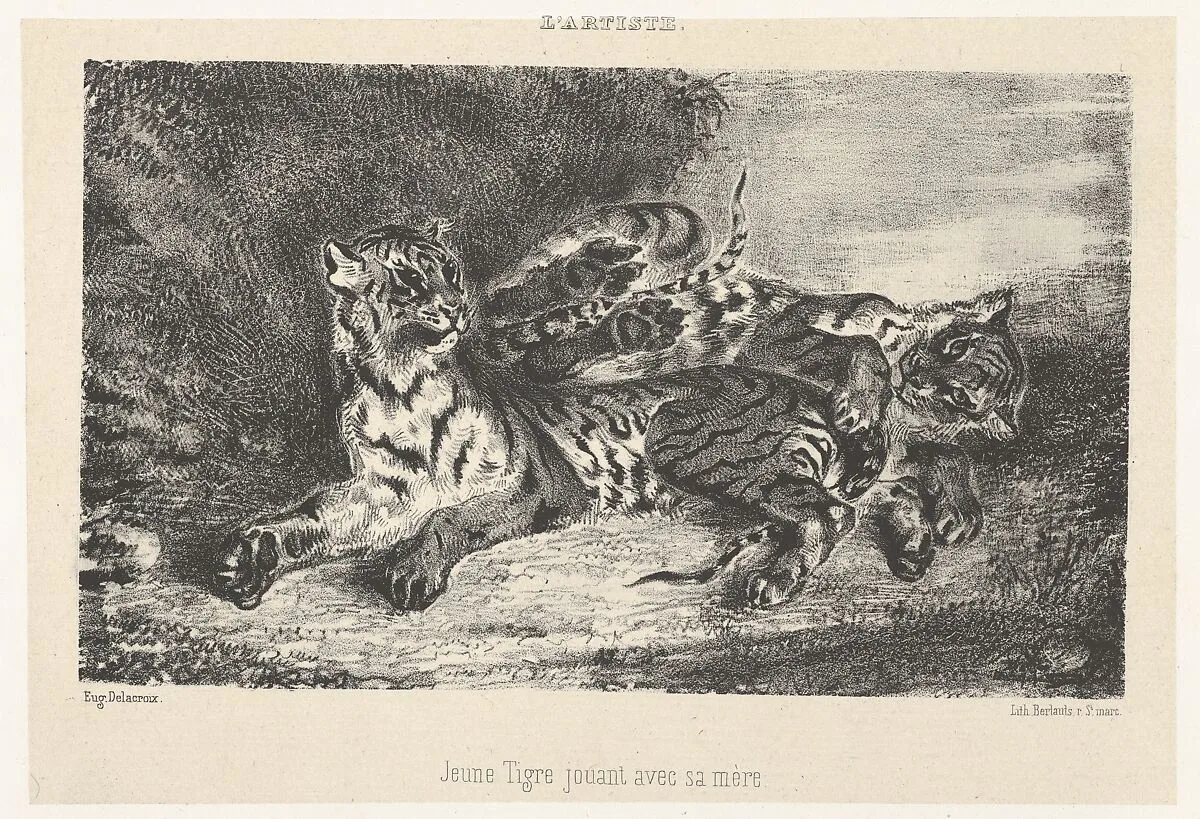 Young Tiger Playing with Its Mother — Eugène Delacroix