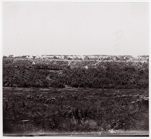 [Unidentified Union Army Encampment on a Bluff]