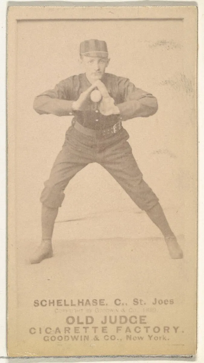 Albert Herman "Schelley" Schellhase, Catcher, St. Joseph Clay Eaters, from the Old Judge series (N172) for Old Judge Cigarettes — Goodwin & Company