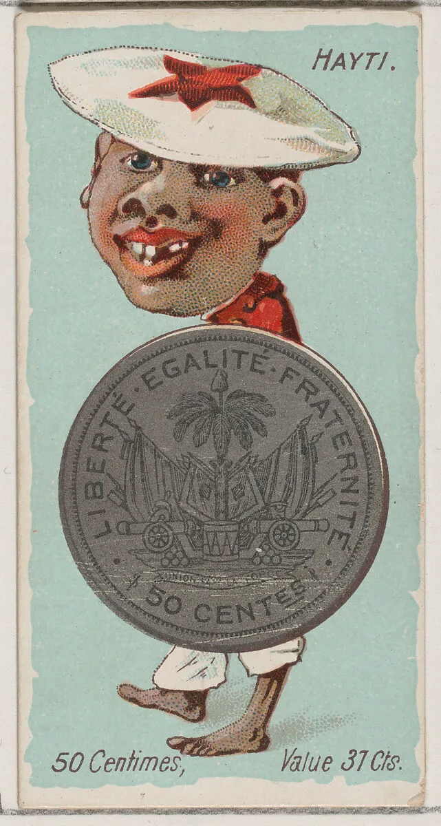 Caricatured Haitian, 50 Centimes, from the series Coins of All Nations (N72, variation 2) for Duke brand cigarettes — W. Duke, Sons & Co.