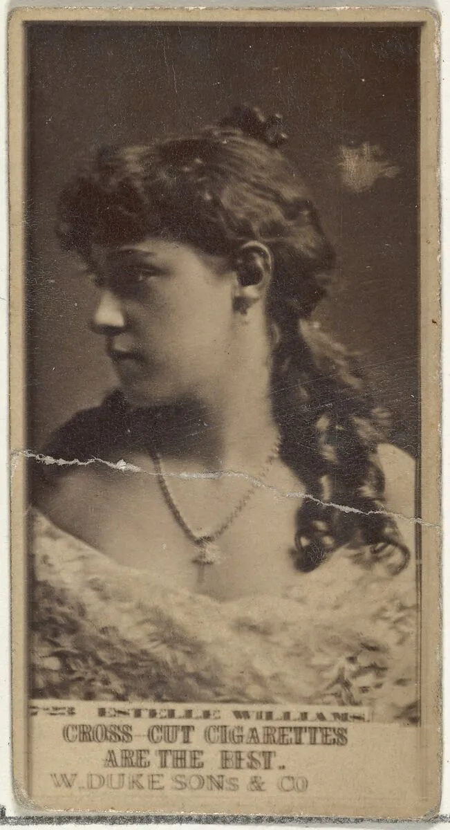 Card Number 723, Estelle Williams, from the Actors and Actresses series (N145-3) issued by Duke Sons & Co. to promote Cross Cut Cigarettes — W. Duke, Sons & Co.