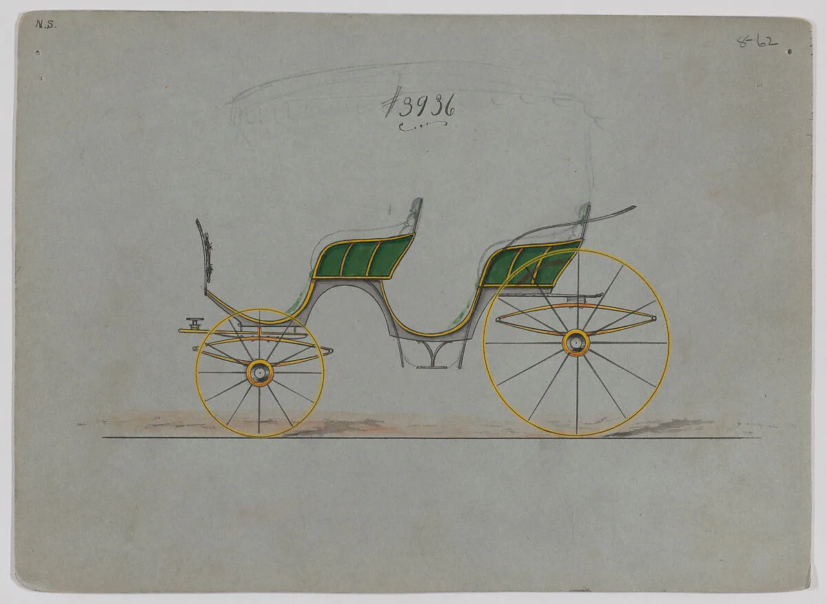 Design for 2 seat Parasol Top Phaeton, no top, no. 3936 — Brewster & Co.|Herman Stahmer