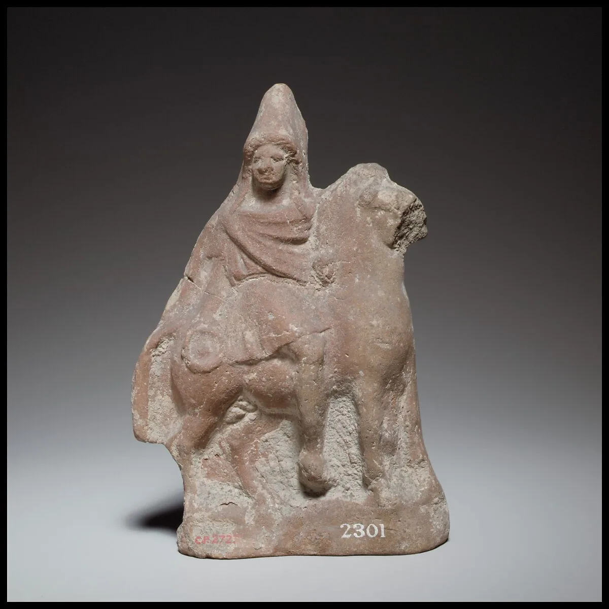 Terracotta statuette of a horse and rider — Unknown