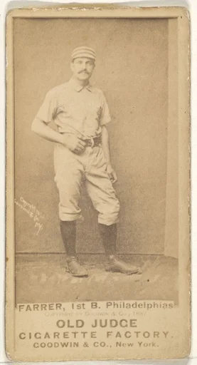 Sidney Douglas Farrar, 1st Base, Philadelphia, from the Old Judge series (N172) for Old Judge Cigarettes