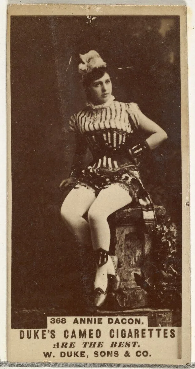 Card Number 368, Annie Dacon, from the Actors and Actresses series (N145-5) issued by Duke Sons & Co. to promote Cameo Cigarettes — W. Duke, Sons & Co.