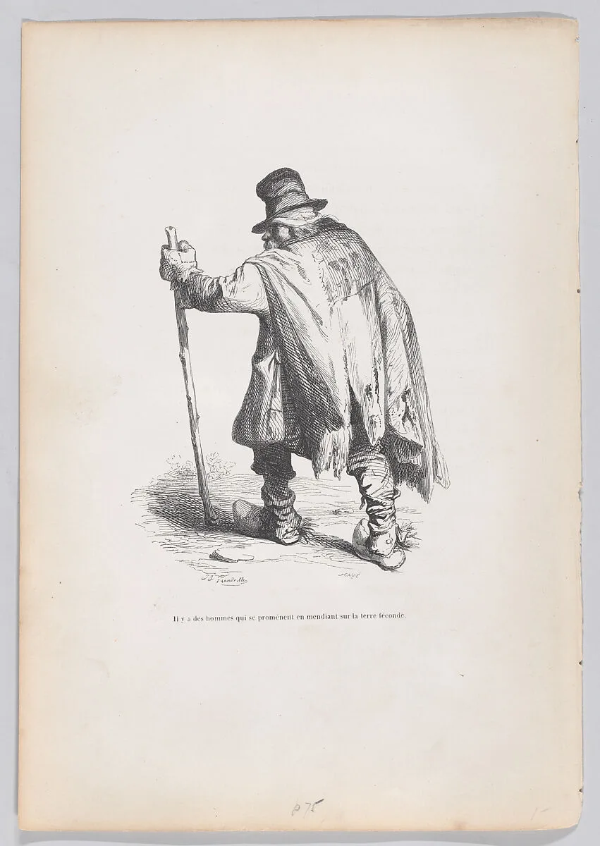 "There are men who walk around begging on fertile ground" from Scenes from the Private and Public Life of Animals — Honoré de Balzac|Joseph Hippolyte Jules Caqué|J. J. Grandville