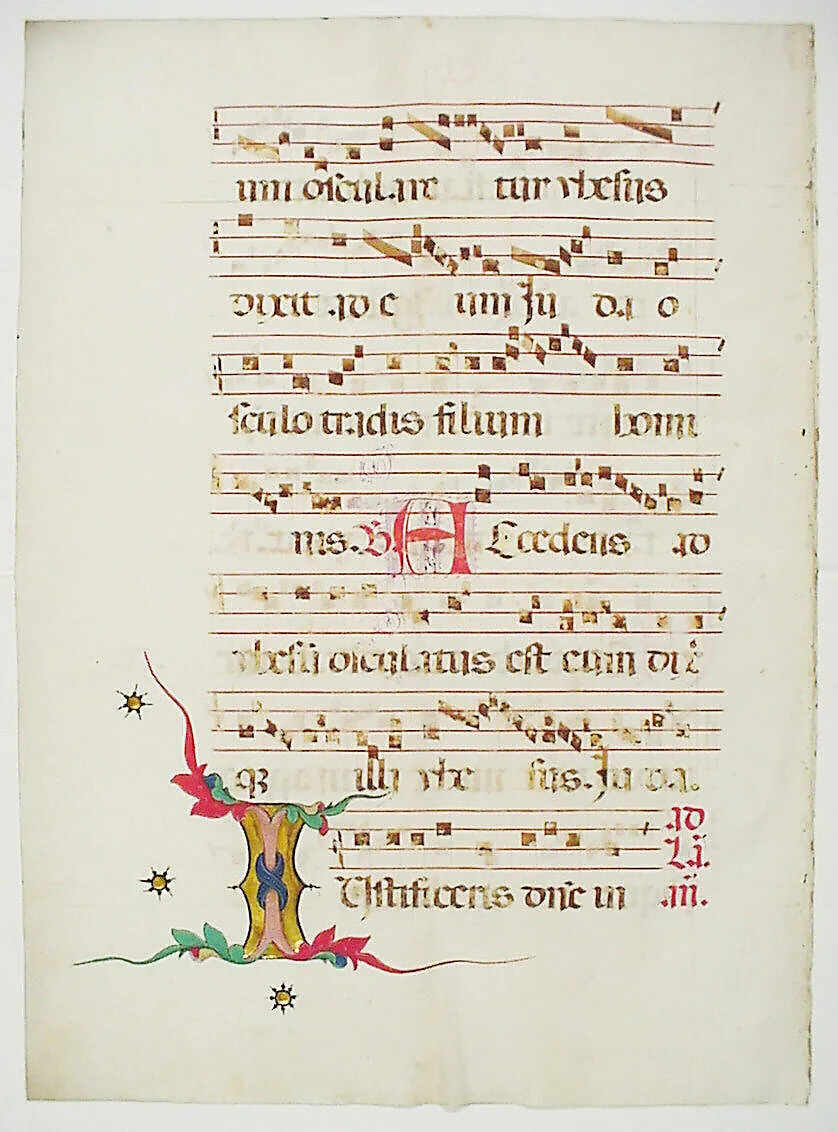 Manuscript Leaf with Initial I, from an Antiphonary — Unknown