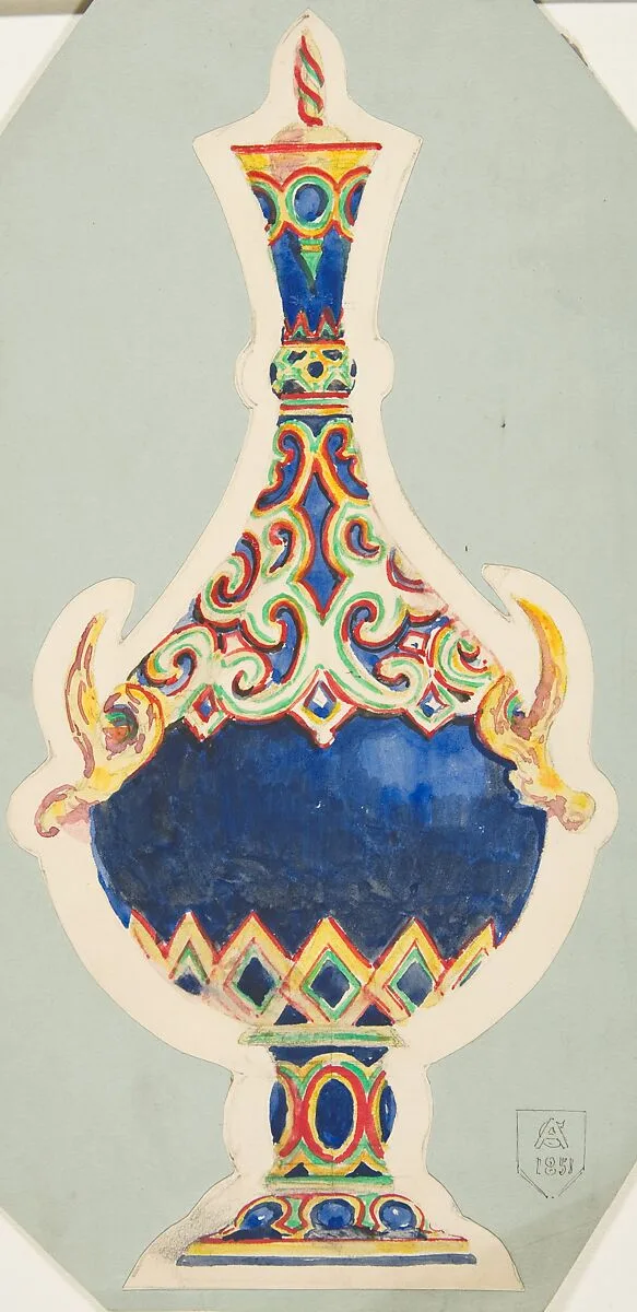 Design for a Vase with Lid — Anonymous, French, 19th century