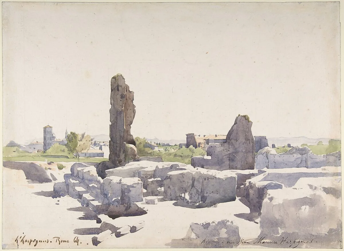 View of the Colosseum from the Basilica of Domitian and the Flavian Palace, Rome — Henri-Joseph Harpignies