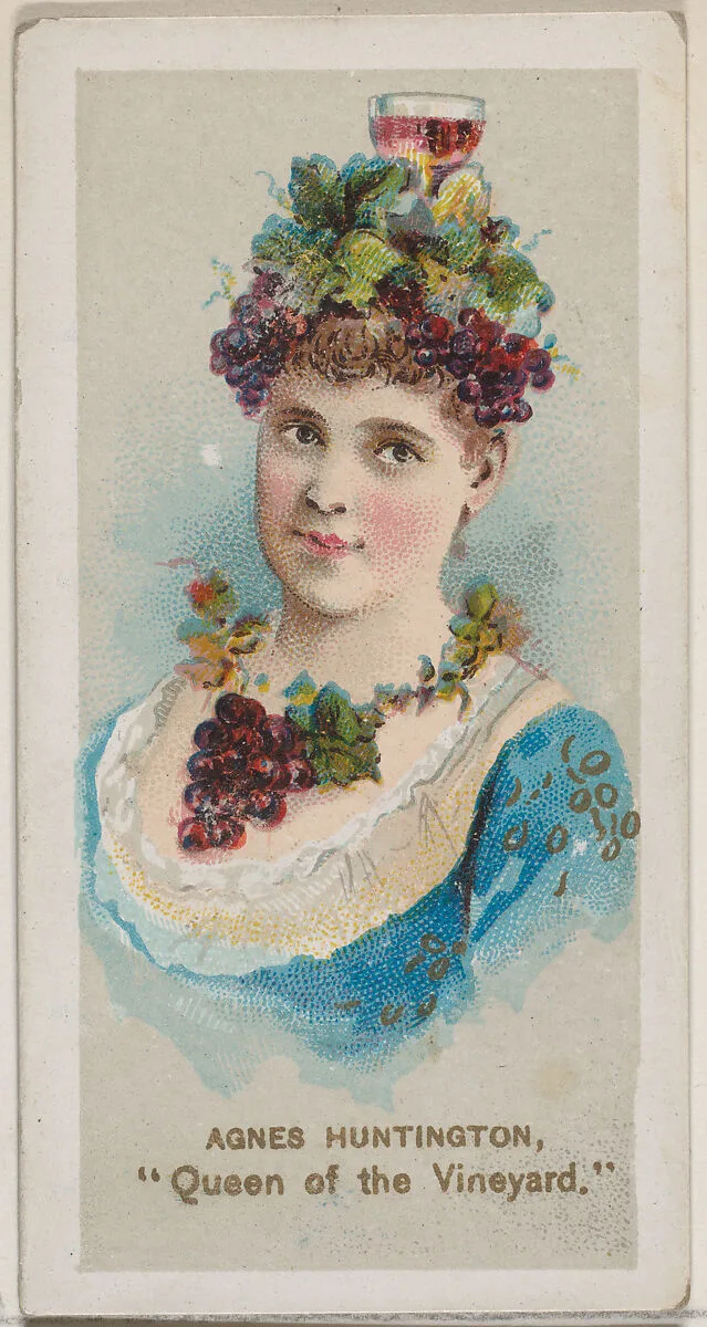 Agnes Huntington as "Queen of the Vineyard," from the series Fancy Dress Ball Costumes (N73) for Duke brand cigarettes — W. Duke, Sons & Co.|Knapp & Company