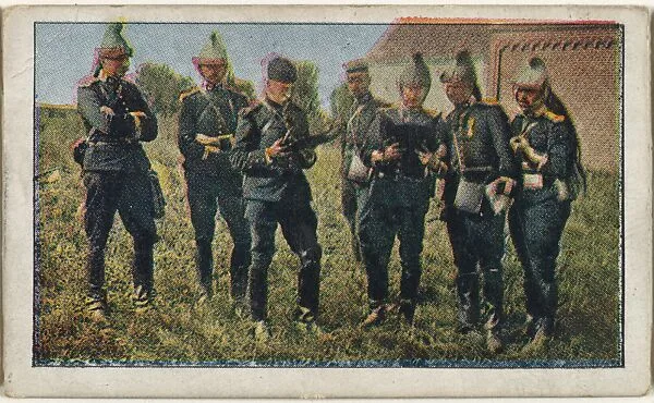 Card No. 41, General Sylvester and His Board of Strategy Studying the Strategic Move of Their (French) Army, from the World War I Scenes series (T121) issued by Sweet Caporal Cigarettes — Underwood & Underwood|American Tobacco Company
