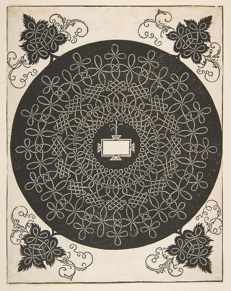 Embroidery Pattern with an Oblong Panel in its Center — Albrecht Dürer|Leonardo da Vinci