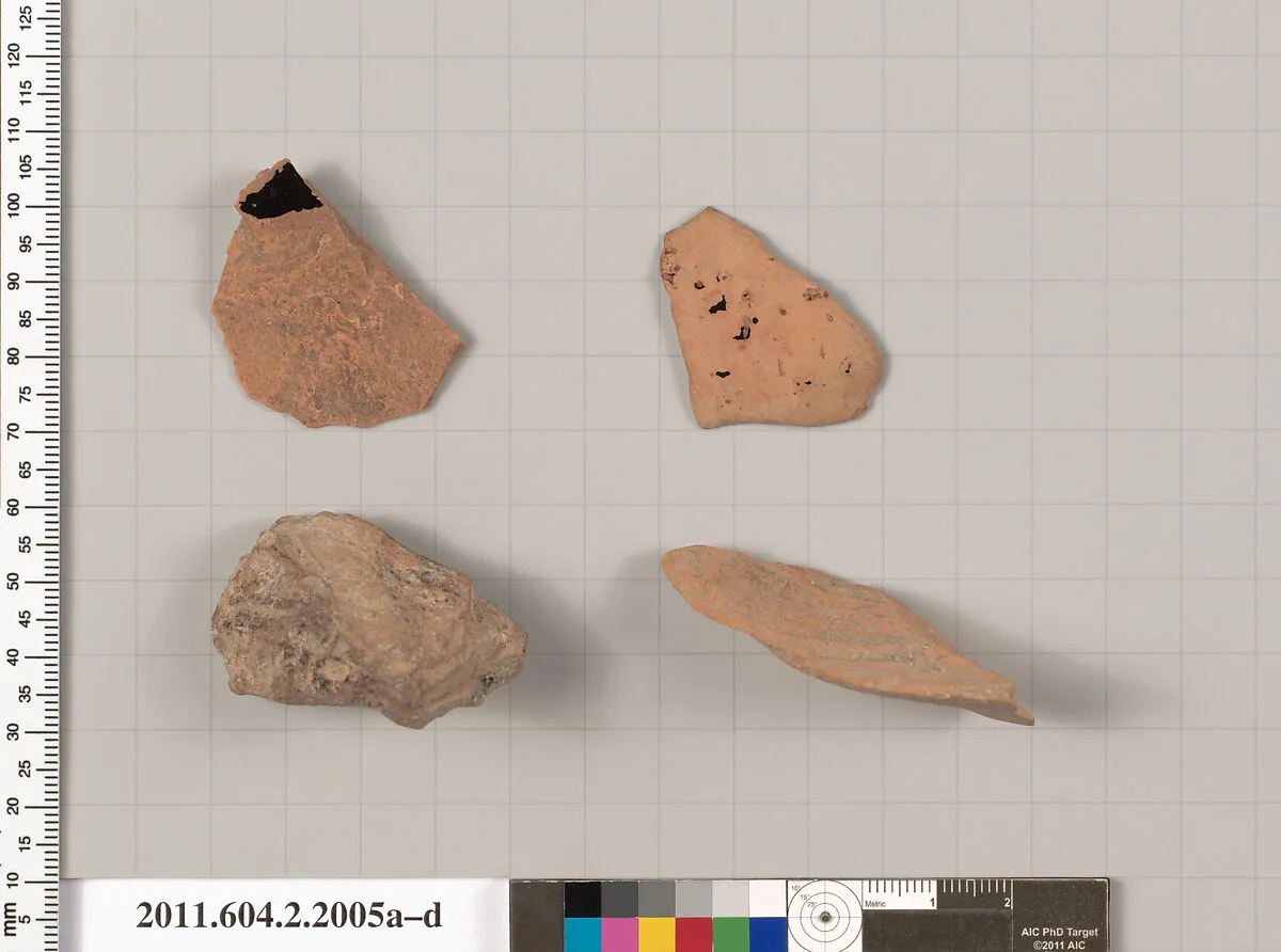 Terracotta fragments of pots; unglazed on the inside — Unknown