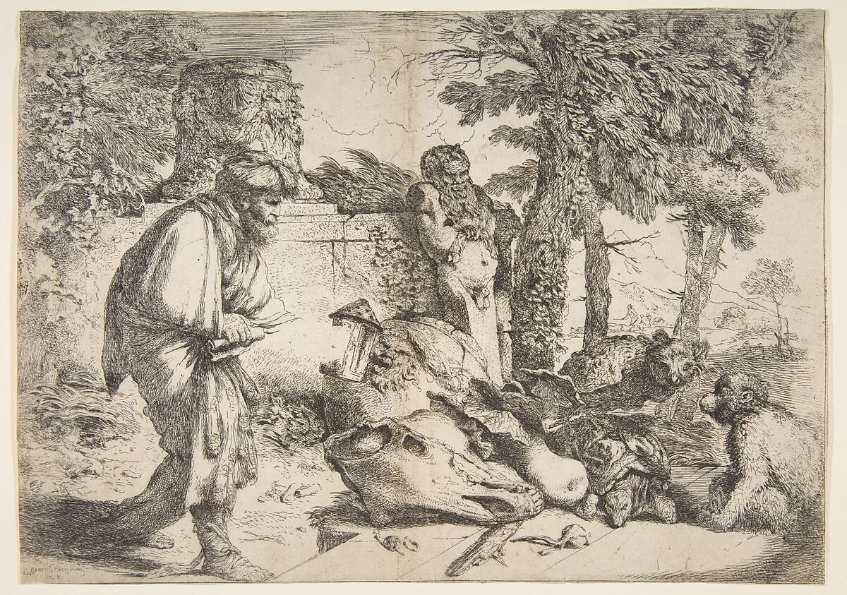 Diogenes in search of an honest man — Giovanni Benedetto Castiglione (Il Grechetto)