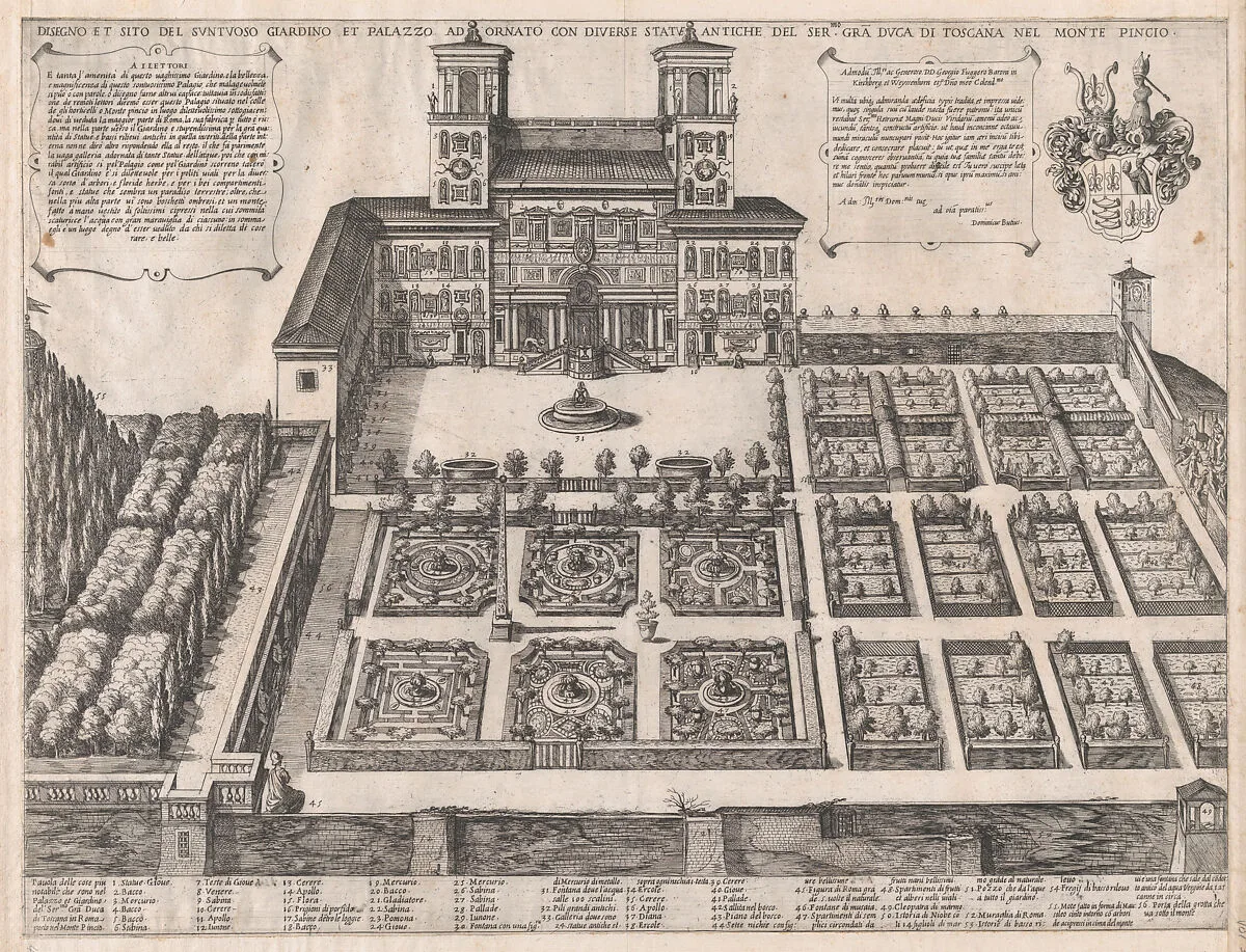 Speculum Romanae Magnificentiae: Monte Pincio Palace and Gardens — Antonio Tempesta