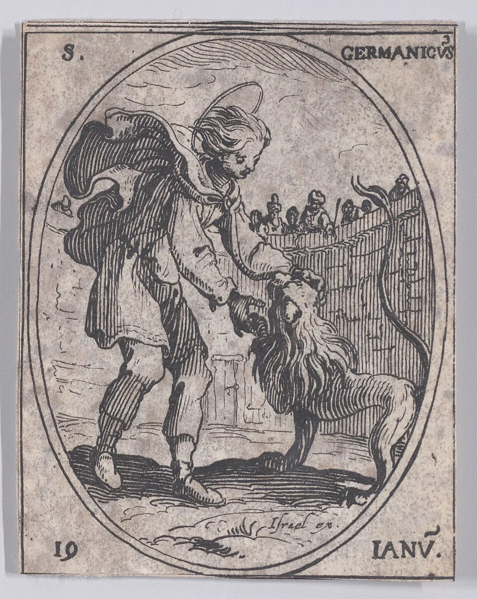 S. Germanique (St. Germanicus), January 19th, from "Les Images De Tous Les Saincts et Saintes de L'Année" (Images of All of the Saints and Feast Days of the Year) — Jacques Callot|Israël Henriet