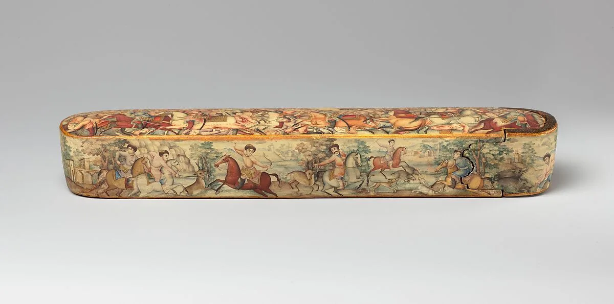 Pen Box (Qalamdan) Depicting Shah Isma'il in a Battle against the Uzbeks — Unknown