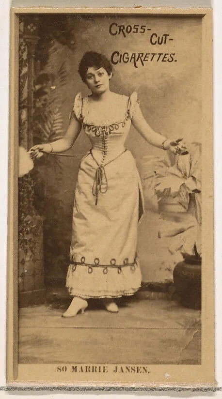 Card Number 80, Marie Jansen, from the Actors and Actresses series (N145-2) issued by Duke Sons & Co. to promote Cross Cut Cigarettes — W. Duke, Sons & Co.