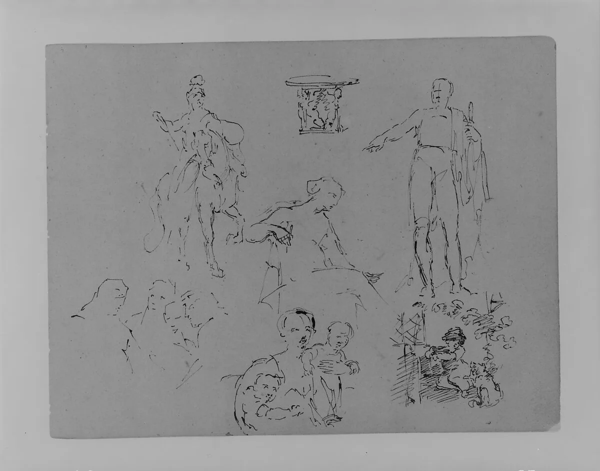 Six Figure Sketches and a Round Table (from Sketchbook) — Thomas Sully